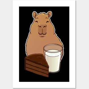 Capybara Chocolate Cake and Milk Posters and Art